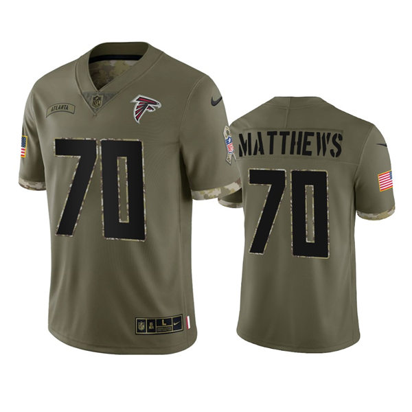 Men's Atlanta Falcons #70 Jake Matthews Nike 2022 Salute To Service Limited Jersey - Olive