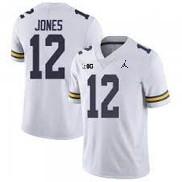 Mens Youth Michigan Wolverines #12 Kody Jones White College Football Game Jersey