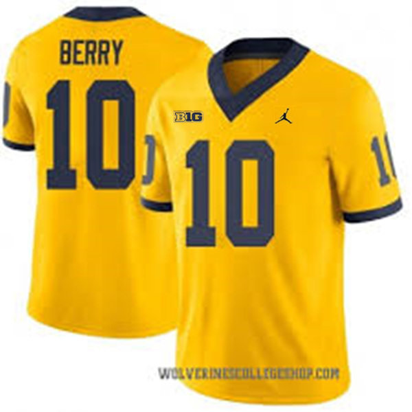 Mens Youth Michigan Wolverines #10 Zeke Berry Maize College Football Game Jersey