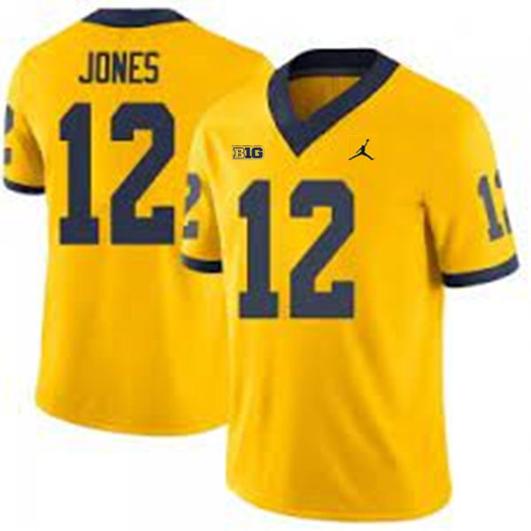 Mens Youth Michigan Wolverines #12 Kody Jones Maize College Football Game Jersey