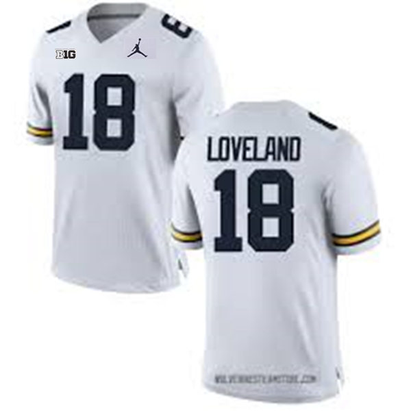 Mens Youth Michigan Wolverines #18 Colston Loveland White College Football Game Jersey