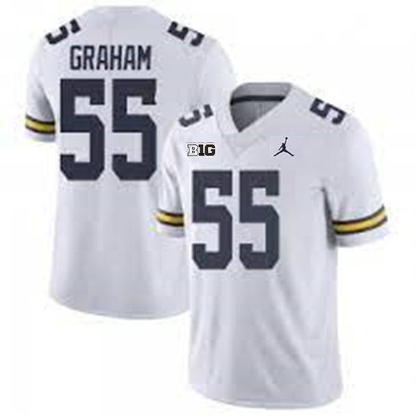 Mens Youth Michigan Wolverines #55 Mason Graham White College Football Game Jersey