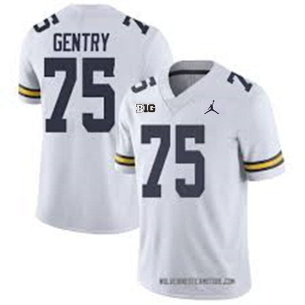 Mens Youth Michigan Wolverines #75 Andrew Gentry White College Football Game Jersey