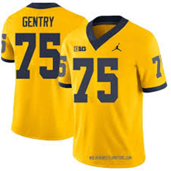 Mens Youth Michigan Wolverines #75 Andrew Gentry Maize College Football Game Jersey