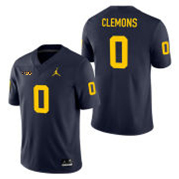 Mens Youth Michigan Wolverines #0 Darrius Clemons Navy College Football Game Jersey