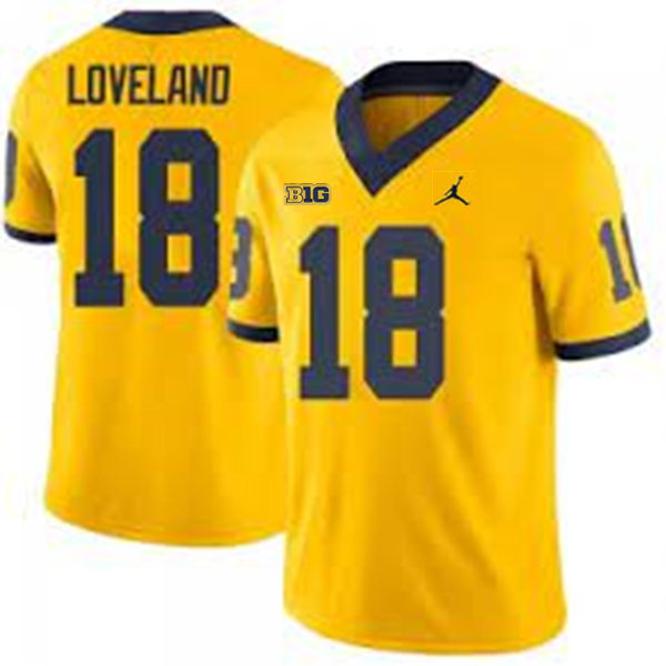 Mens Youth Michigan Wolverines #18 Colston Loveland Maize College Football Game Jersey