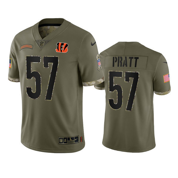Men's Cincinnati Bengals #57 Germaine Pratt  Nike 2022 Salute To Service Limited Jersey - Olive