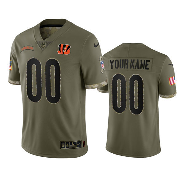Mens Youth Cincinnati Bengals Custom Nike Olive 2022 Salute To Service Limited Jersey