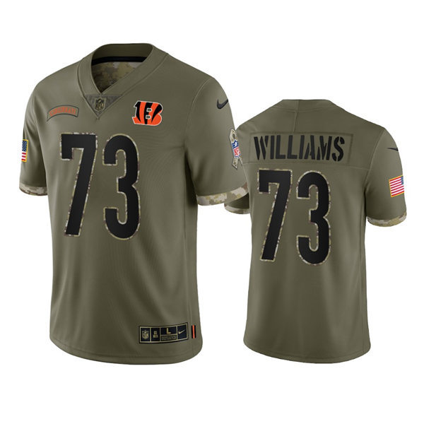 Men's Cincinnati Bengals #73 Jonah Williams Nike 2022 Salute To Service Limited Jersey - Olive