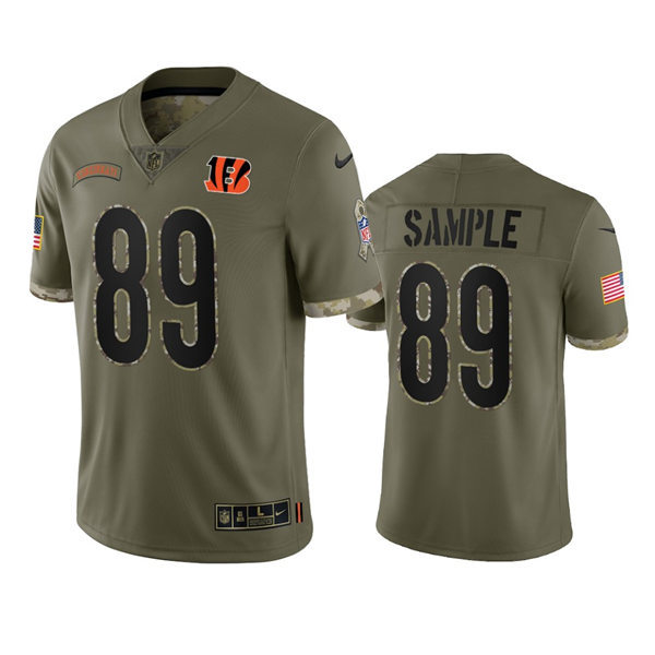 Men's Cincinnati Bengals #89 Drew Sample Nike 2022 Salute To Service Limited Jersey - Olive
