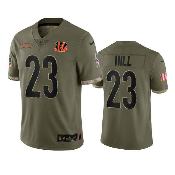 Men's Cincinnati Bengals #23 Daxton Hill Nike 2022 Salute To Service Limited Jersey - Olive