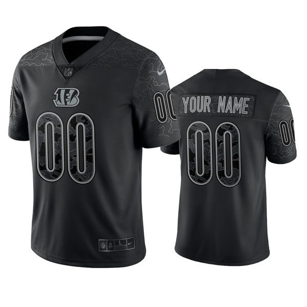 Mens Youth Cincinnati Bengals Custom Nike Black Reflective Limited Jersey