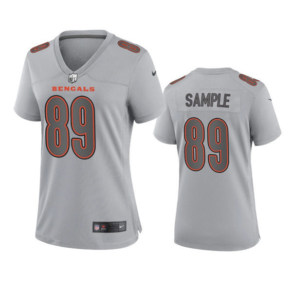 Womens Cincinnati Bengals #89 Drew Sample Gray Atmosphere Fashion Game Jersey