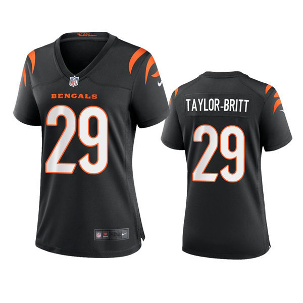 Womens Cincinnati Bengals #29 Cam Taylor-Britt Black Team Color Limited Jersey