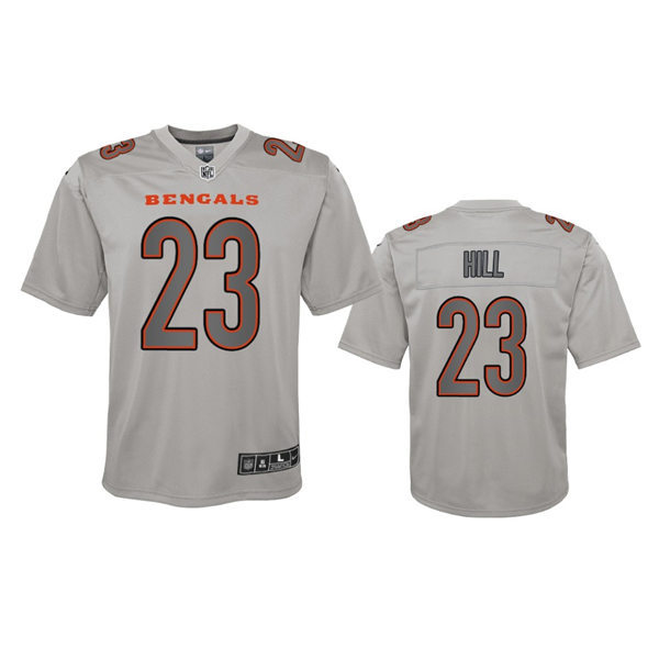 Youth Cincinnati Bengals #23 Daxton Hill Gray Atmosphere Fashion Game Jersey
