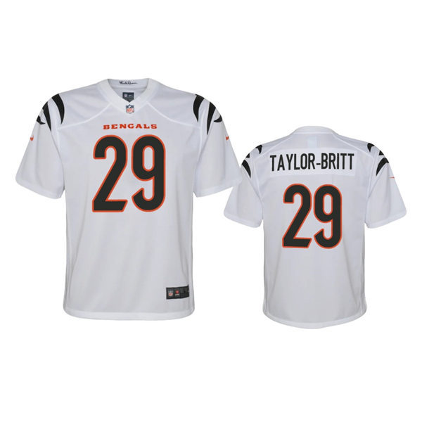 Youth Cincinnati Bengals #29 Cam Taylor-Britt Nike White Limited Jersey