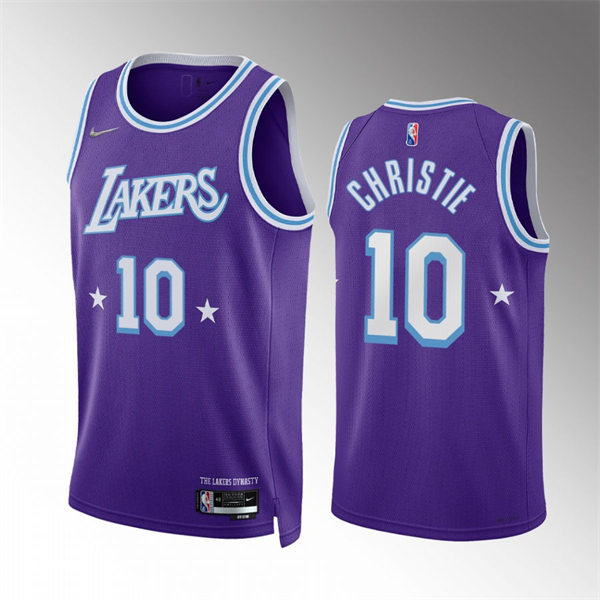 Mens Los Angeles Lakers #10 Max Christie Purple 2021-22 Diamond Nike City Edition Jersey