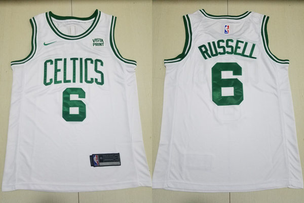 Men's Boston Celtics #6 Bill Russell Kelly Green Nike White Association Edition Swingman Jersey