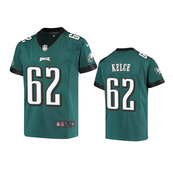 Youth Philadelphia Eagles #62 Jason Kelce Team Color Midnight Green Limited Jersey