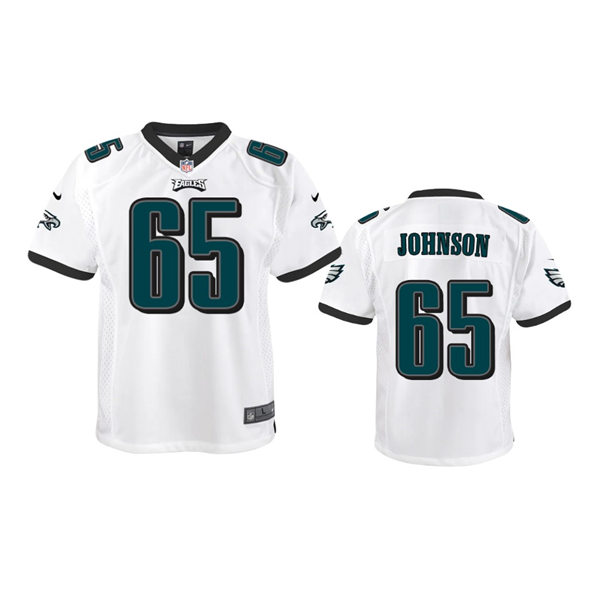Youth Philadelphia Eagles #65 Lane Johnson White Limited Jersey