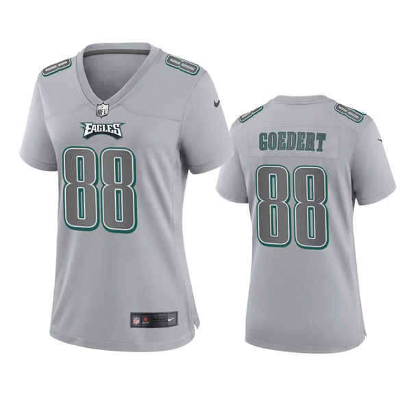 Womens Philadelphia Eagles #88 Dallas Goedert Gray Atmosphere Fashion Game Jersey