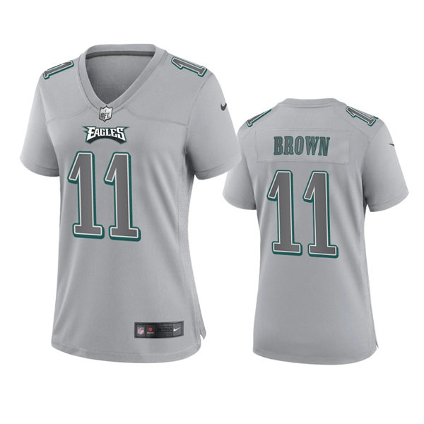 Womens Philadelphia Eagles #11 A. J. Brown  Gray Atmosphere Fashion Game Jersey