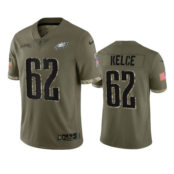 Mens Philadelphia Eagles #62 Jason Kelce Nike 2022 Salute To Service Limited Jersey - Olive