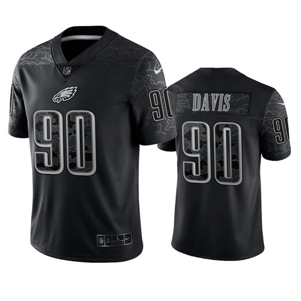 Men's Philadelphia Eagles #90 Jordan Davis Black Rflctv Limited  Jersey