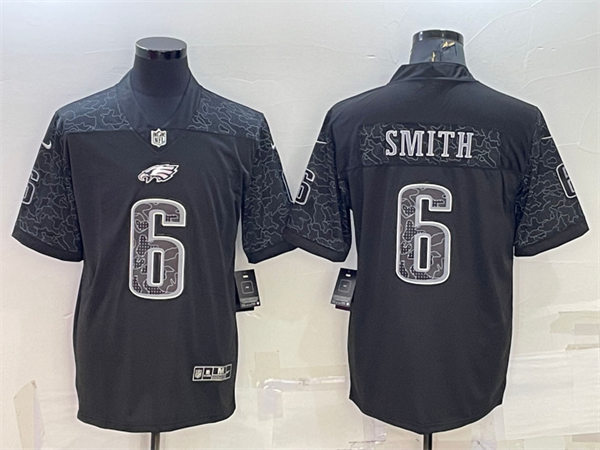 Mens Philadelphia Eagles #6 DeVonta Smith Black Rflctv Limited Jersey