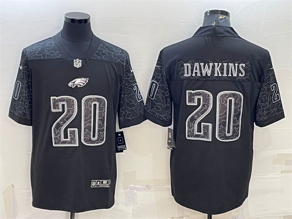 Mens Philadelphia Eagles Retired Player #20 Brian Dawkins Black Rflctv Limited  Jersey