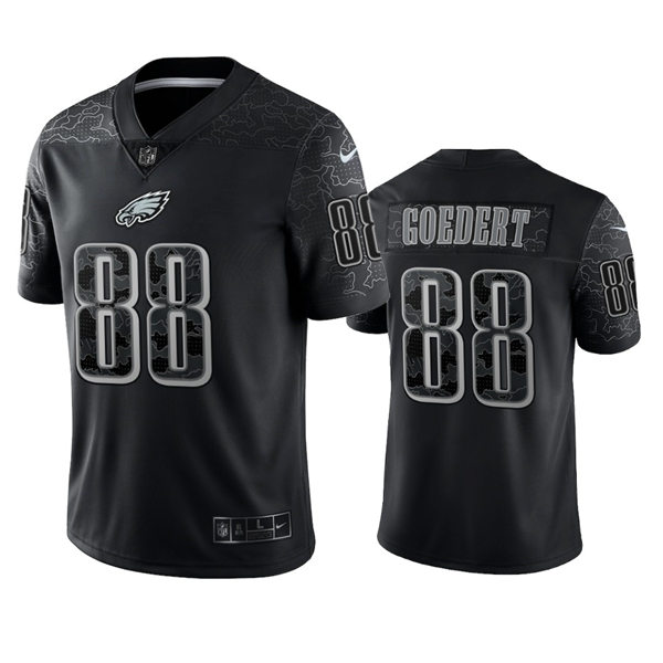 Mens Philadelphia Eagles #88 Dallas Goedert Black Rflctv Limited  Jersey