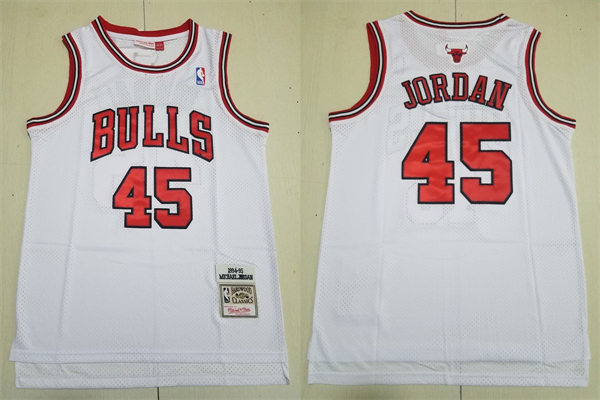 Mens Chicago Bulls #45 Michael Jordan 1994-95 Hardwood Classics Authentic Player Jersey -White
