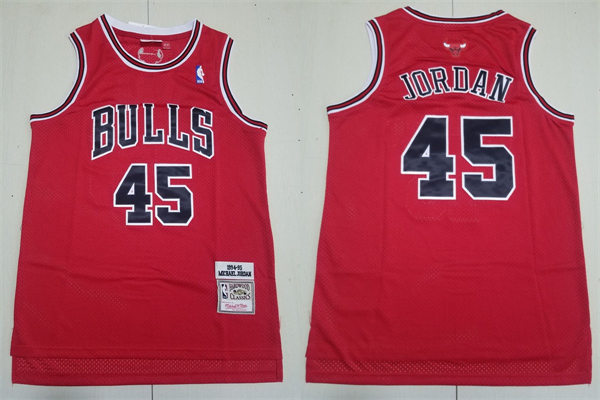 Mens Chicago Bulls #45 Michael Jordan 1994-95 Hardwood Classics Authentic Player Jersey - Red