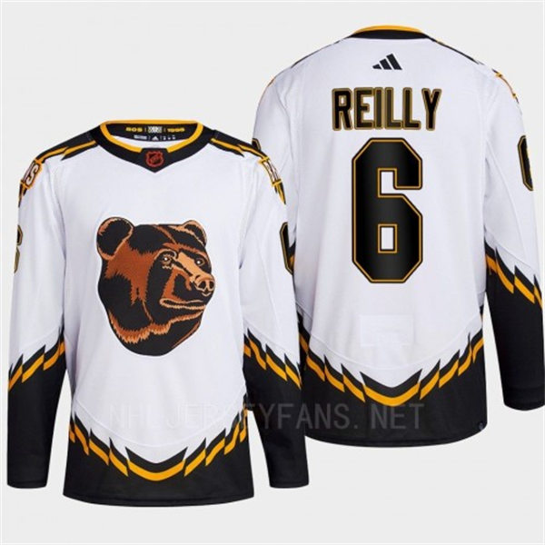 Men's Boston Bruins #6 Mike Reilly White 2022 Reverse Retro Primegreen Jersey
