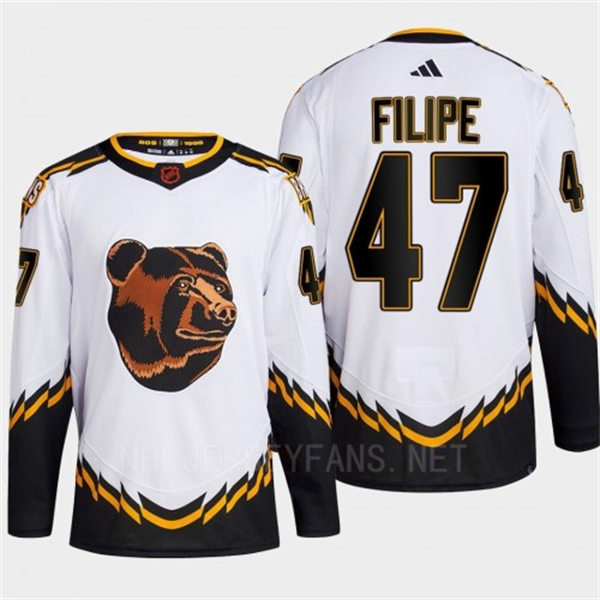 Men's Boston Bruins #47 Matt Filipe White 2022 Reverse Retro Primegreen Jersey