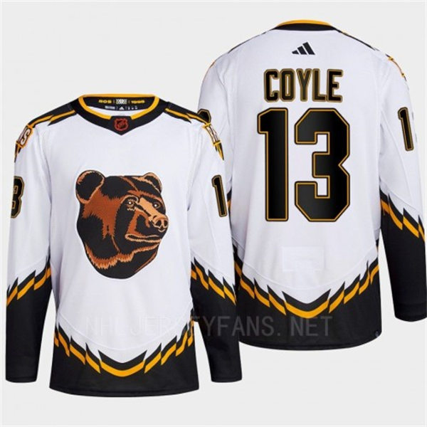 Men's Boston Bruins #13 Charlie Coyle White 2022 Reverse Retro Primegreen Jersey
