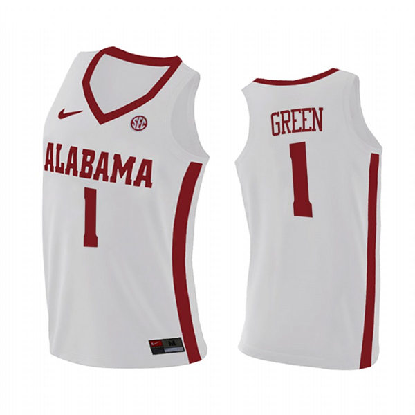 Mens Youth Alabama Crimson Tide #1 JaMychal Green White College Basketball Game Jersey