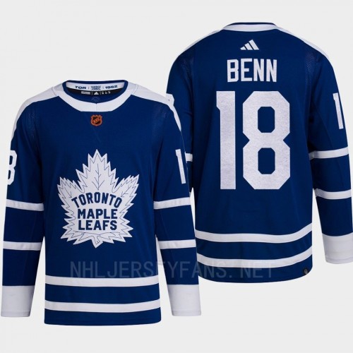 Mens Toronto Maple Leafs #18 Jordie Benn Blue 2022 Reverse Retro Primegreen Jersey
