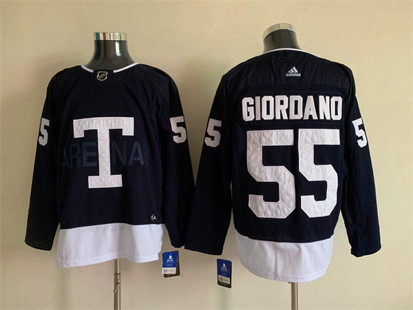 Mens Toronto Maple Leafs #55 Mark Giordano 2022 Navy Team Heritage Classic Jersey