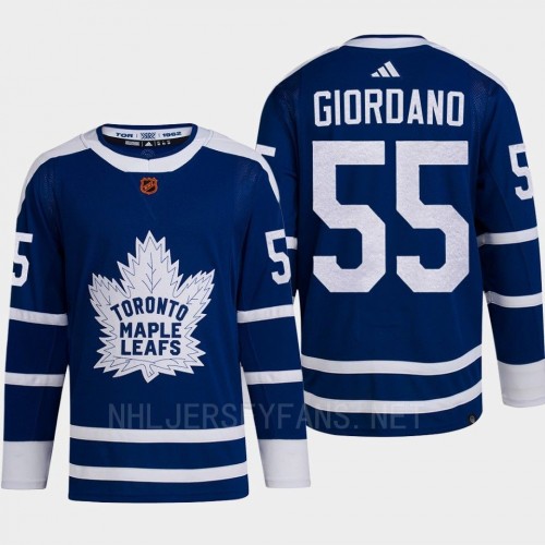 Mens Toronto Maple Leafs #55 Mark Giordano Blue 2022 Reverse Retro Primegreen Jersey