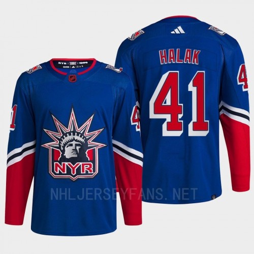 Men's New York Rangers #41 Jaroslav Halak Royal 2022 Reverse Retro Primegreen Jersey