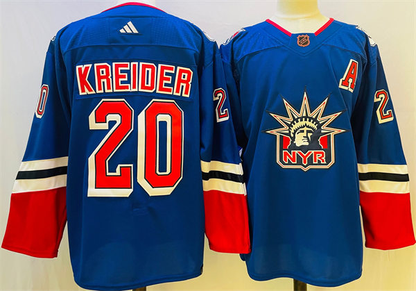 Men's New York Rangers #20 Chris Kreider Royal 2022 Reverse Retro Primegreen Jersey