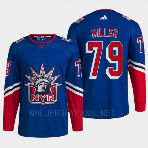 Men's New York Rangers #79 K'Andre Miller Royal 2022 Reverse Retro Primegreen Jersey