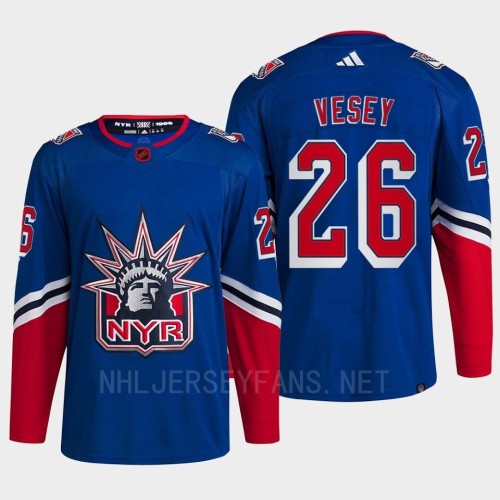 Men's New York Rangers #26 Jimmy Vesey Royal 2022 Reverse Retro Primegreen Jersey