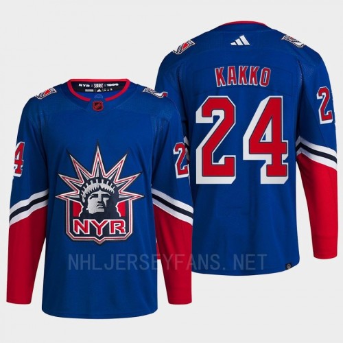 Men's New York Rangers #24 Kaapo Kakko Royal 2022 Reverse Retro Primegreen Jersey