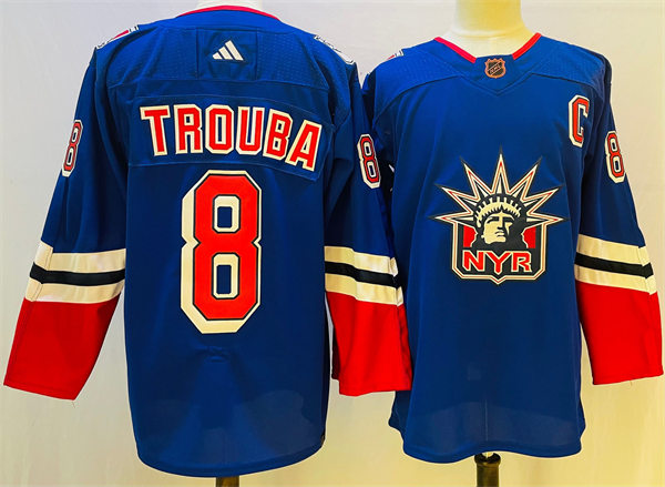 Men's New York Rangers #8 Jacob Trouba Royal 2022 Reverse Retro Primegreen Jersey