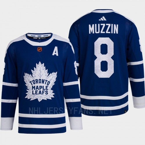 Men's Toronto Maple Leafs #8 Jake Muzzin Blue 2022 Reverse Retro Primegreen Jersey