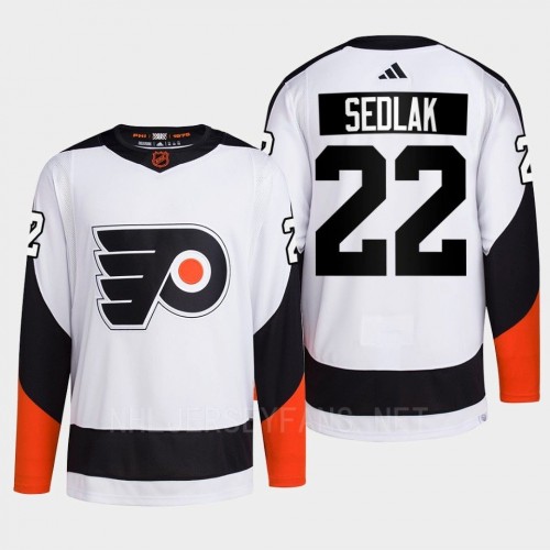Men's Philadelphia Flyers #22 Lukas Sedlak White 2022 Reverse Retro Primegreen Jersey