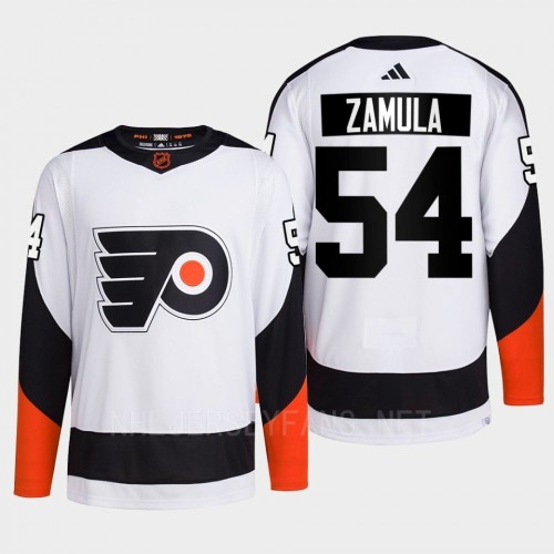 Men's Philadelphia Flyers #54 Egor Zamula White 2022 Reverse Retro Primegreen Jersey