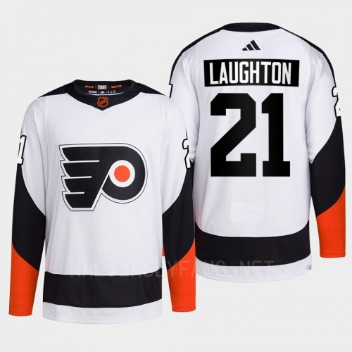 Men's Philadelphia Flyers #21 Scott Laughton White 2022 Reverse Retro Primegreen Jersey